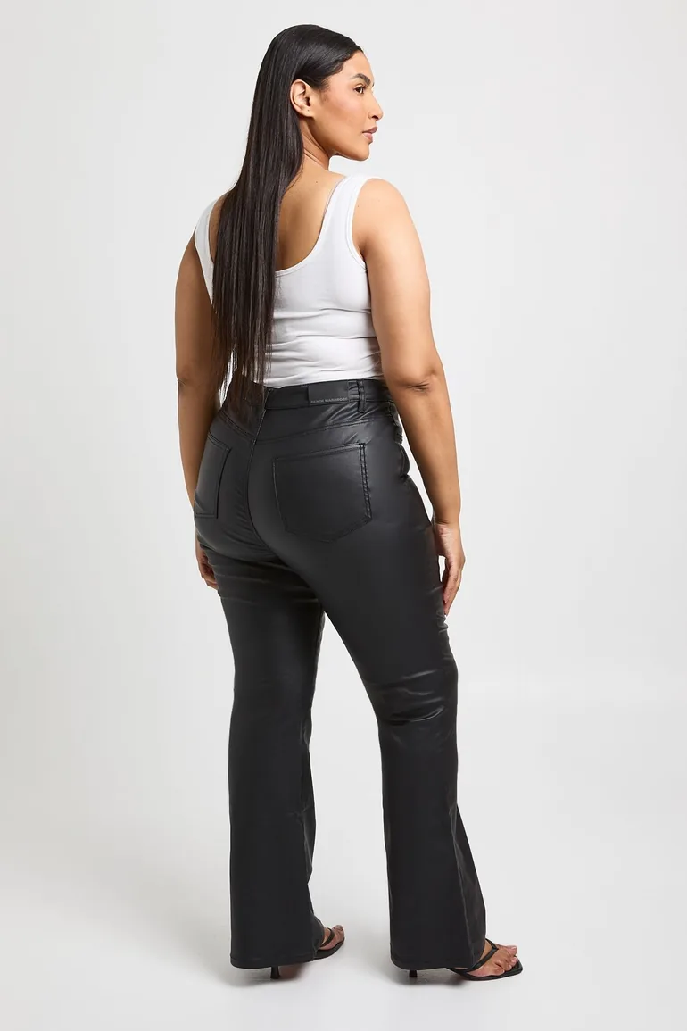 Plus Coated High Waist Skinny Flare - black - 2
