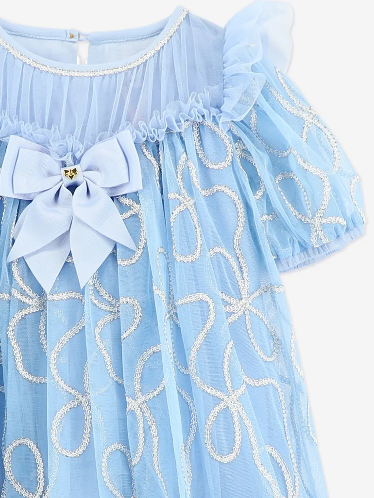 Angels Face Girls Isabella 3D Chain Tulle Dress in Blue - 3