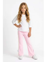 Navy Blue-Pink 2-Piece Girls' Plain Knitted Tights - 6