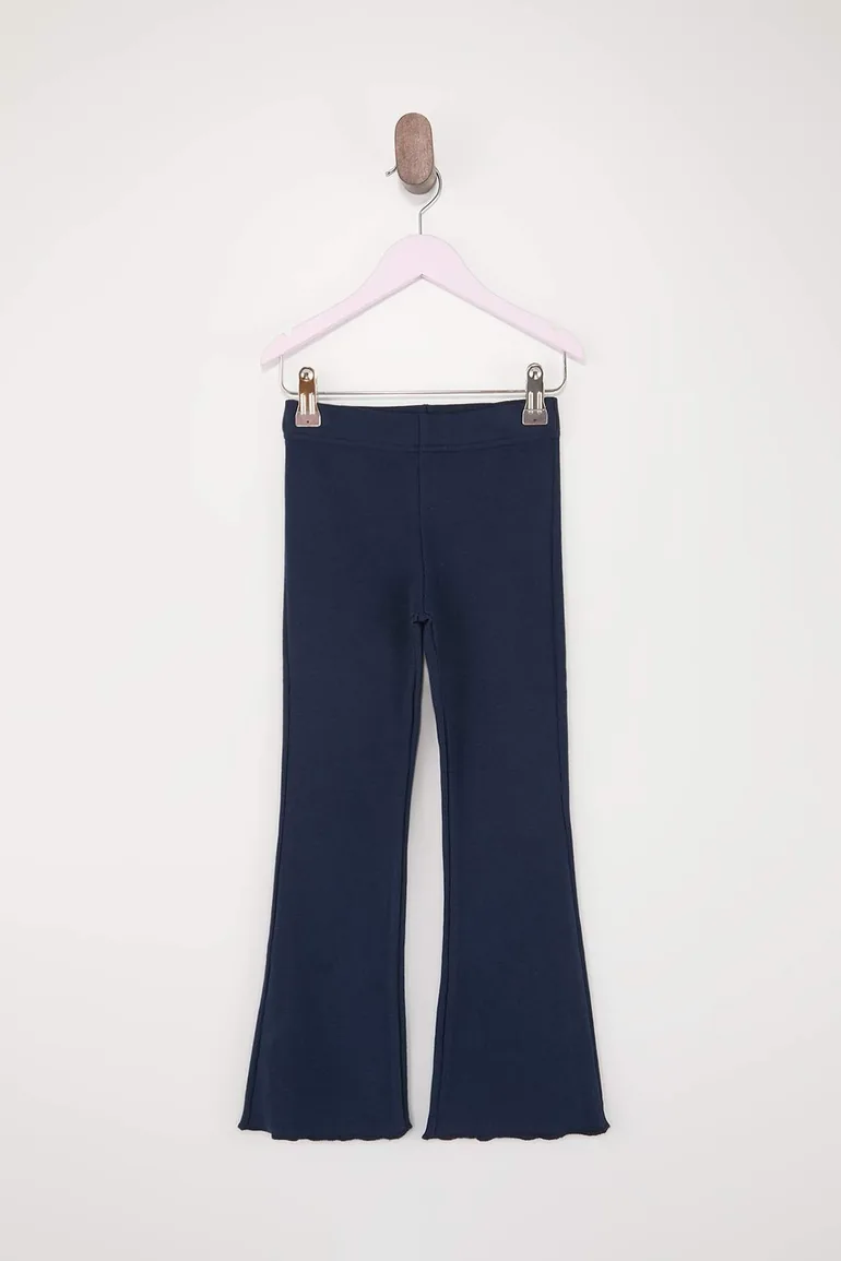 Navy Blue-Pink 2-Piece Girls' Plain Knitted Tights - 4