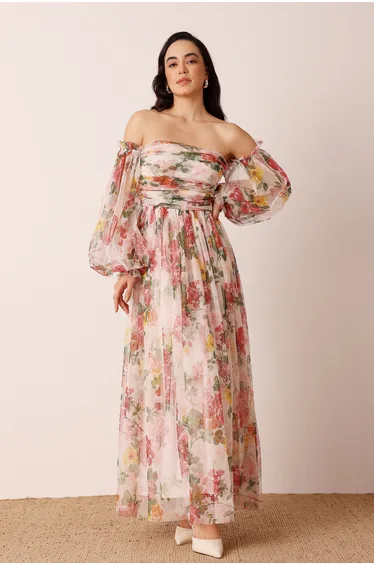 Lana Maxi Dress in Cream Floral