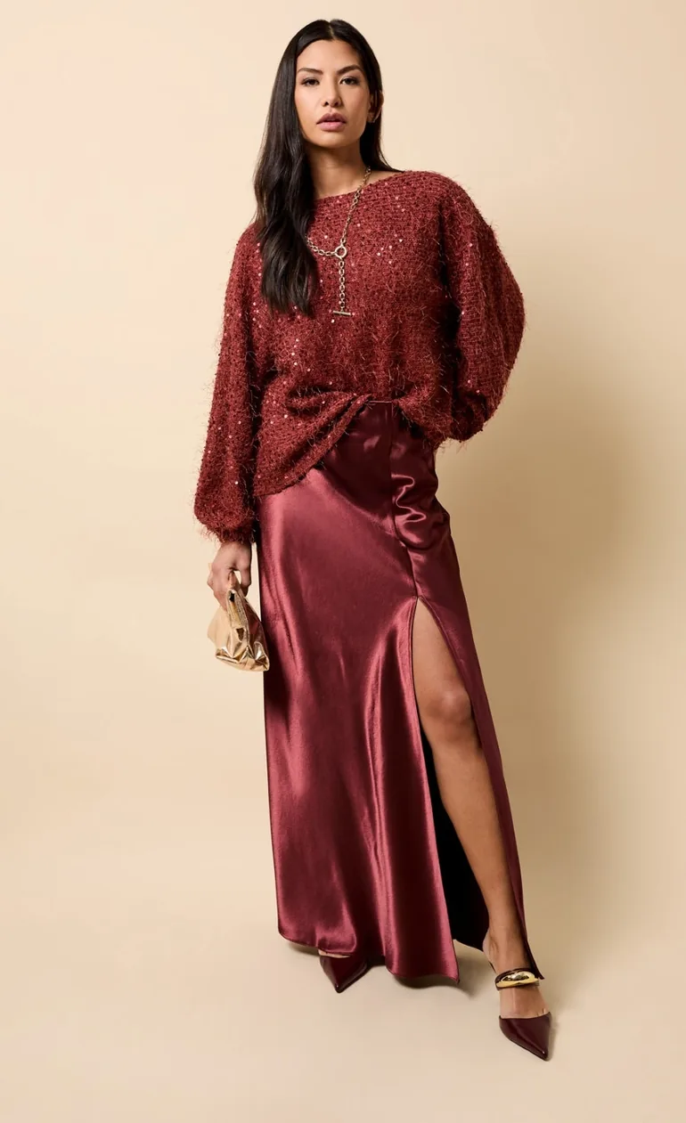 Cherry Satin Maxi Skirt - 2
