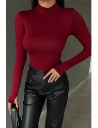 BIPANTOLON Women's 3-Pack Slim Fit Half Turtleneck Bodysuits - 2