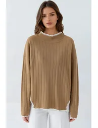 MY FASHION Oversized Sweater with Stitch Detail - 5