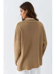 MY FASHION Oversized Sweater with Stitch Detail - 1