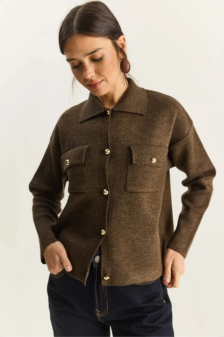 LUCCI Polo Collar Cardigan