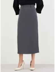 Women Grey A-Line Midi Skirt - 1