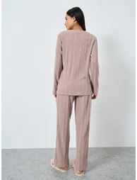 Melange Brushed Rib Top and Pyjama Set - 5