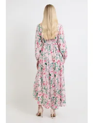 فستان قميص ميدي بأزرار بطبعة أزهار - للمقاسات الصغيرة - 2