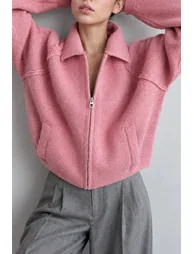 Soft Touch Zip-Up Knit Cardigan - 1