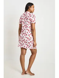 Maternity Cherry Print Nightie - pink - 1