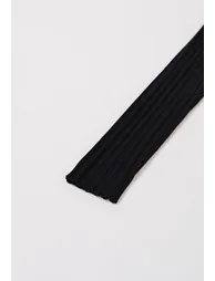 Collared Braided Edge Knit Midi Dress in Black - 5