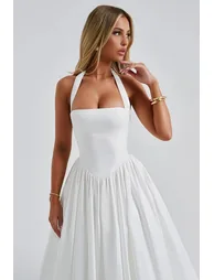 Eponine White Layered Flared Hem Midi Dress - 7