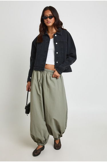 Barrel Sleeve Denim Jacket - washed black