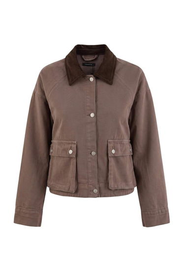 Brown Denim Jacket with Collar and Pocket Detail product thumbnail 3