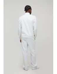 Basic Oversized Boxy Quarter Zip Funnel Neck Sweatshirt - grey marl - 1