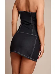 Raw Indigo Washed Denim Mini Skirt - 2