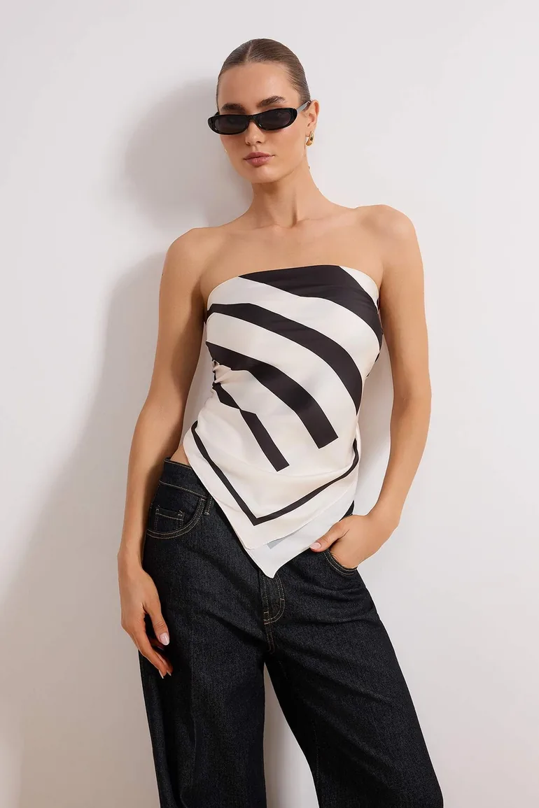 Black Striped Different Uses Satin Shawl Scarva - 1