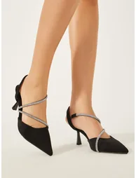 Embellished Asymmetric Strap Pumps