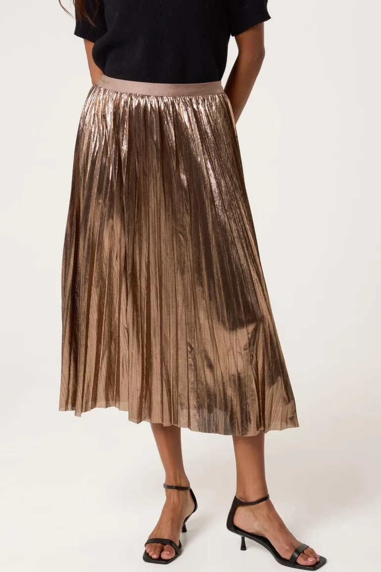 Metallic Pleated Tulle Skirt