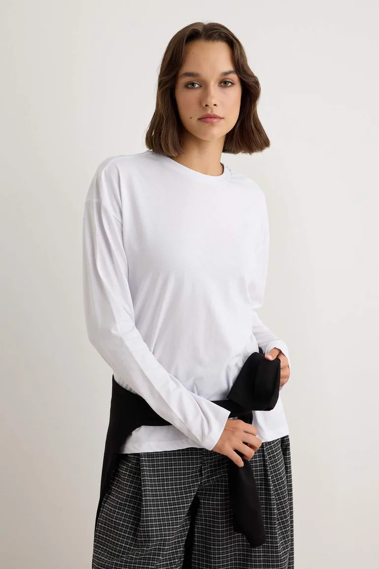 Black-White 2-Pack 100% Single Jersey Oversize/Wide Cut Knitted Top - 1