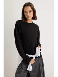 Black-White 2-Pack 100% Single Jersey Oversize/Wide Cut Knitted Top - 4