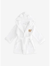 Cozy Crew Club Kids COZY Bear Hooded Dressing Gown in White - 1
