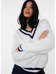 Varsity V Neck Sweater - 2