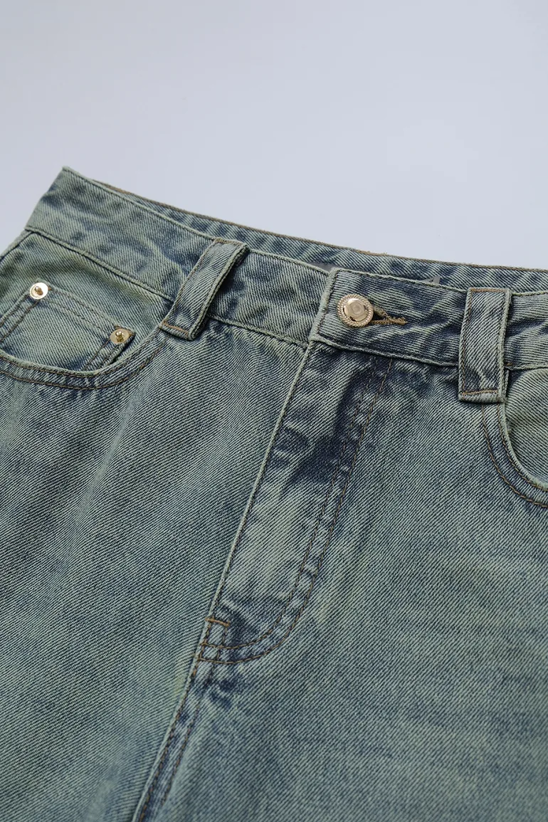 Vintage washed denim trousers - 12