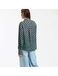 Striped Satin Shirt with Long Sleeves - 3