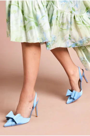 Tamara Satin Bow Sling Back Stiletto Court Shoes