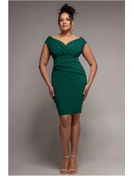 Bardot Pleated Midi Dress - Emerald Green by Goddiva Plus