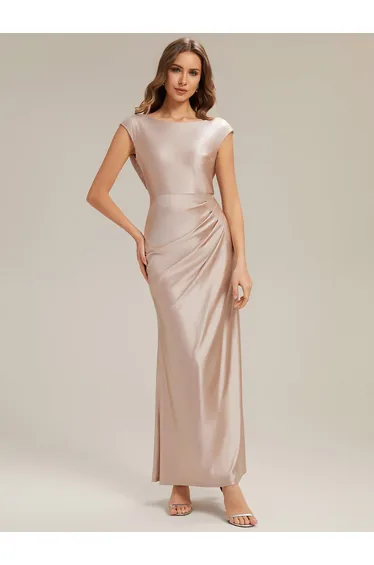 Bodycon Satin Cap Sleeve Bridesmaid Dress