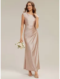 Bodycon Satin Cap Sleeve Bridesmaid Dress - 3