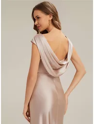 Bodycon Satin Cap Sleeve Bridesmaid Dress - 2