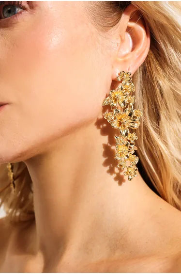 Emma Gold Floral Metal Stud Earrings