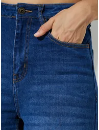 Dark Blue Mid-Rise Flared Leg Jeans - 2