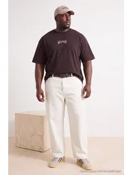 Big Size Brown Oversize/Wide Cut 100% Cotton T-Shirt - 6