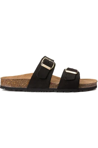 Suede Double Buckle Mules