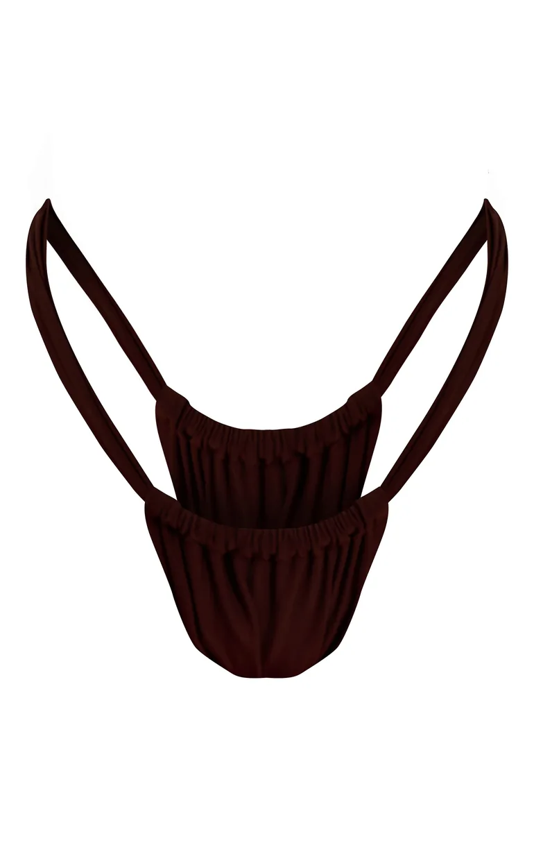 Espresso Thick Strap Ruched Bikini Bottom - 3