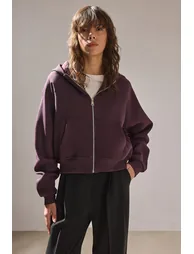 BASIC HOODED ZIP-UP SWEATSHIRT - 3