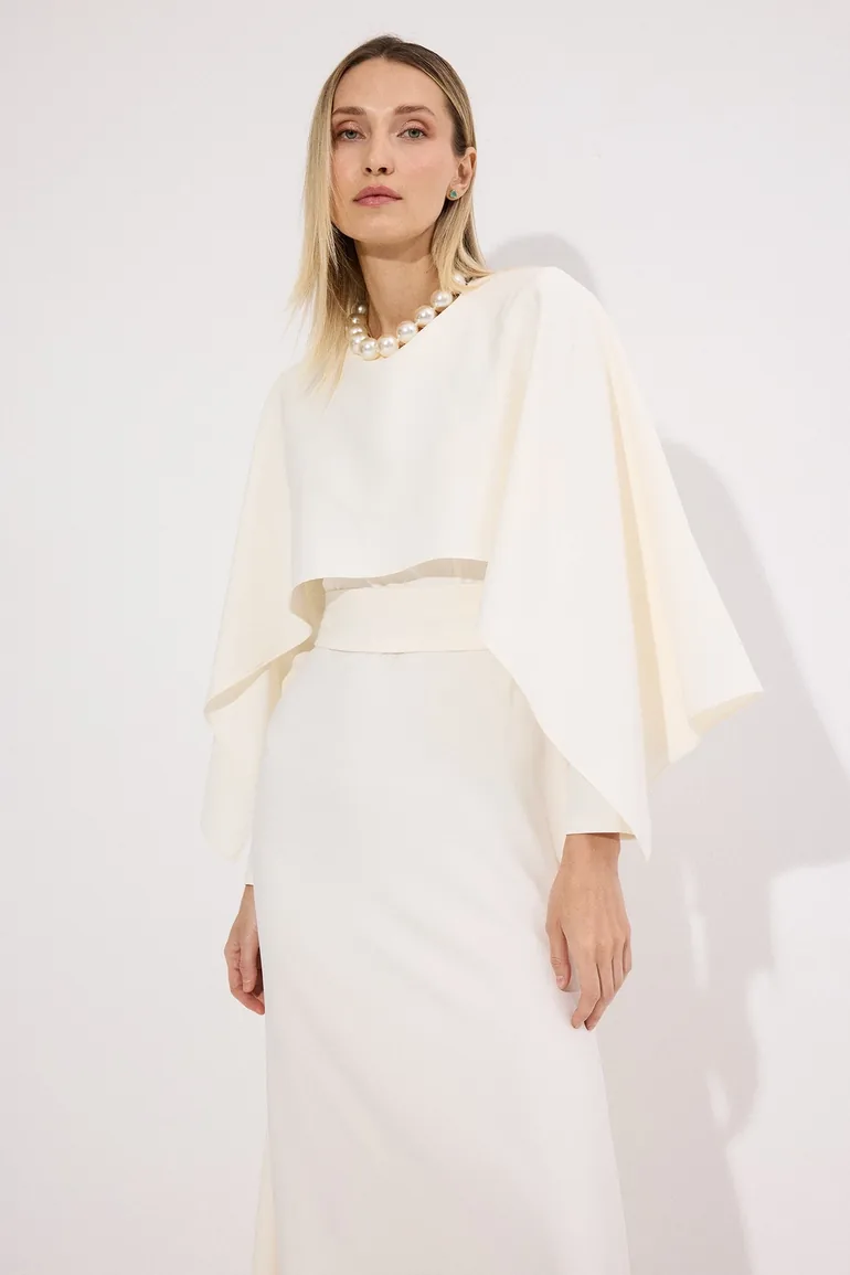 BELTED CAPE DRESS - 1