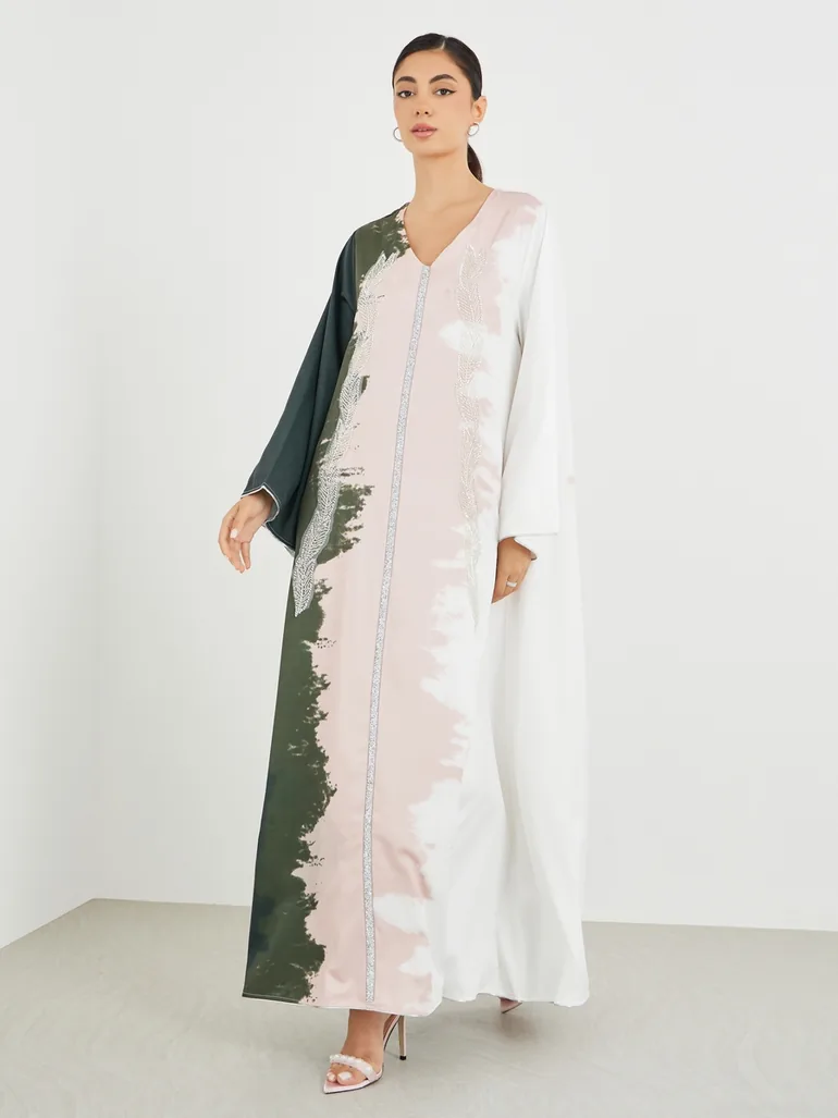Embellished Ombre Print A-Line Jalabiya - 1