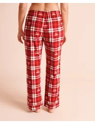 Bow & Plaid Print Microfleece Pajama Set - 4