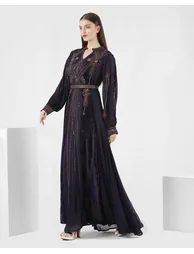 Lilac Dress with Intricate Hand Embroidery - 3