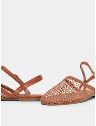 Brown Mesh Netting Ankle Strap Sandals - 3