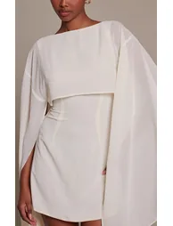 Cream Cape Detail Mini Dress - 3