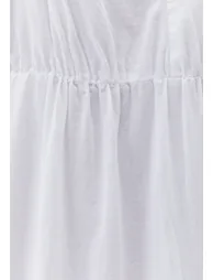 V Neck Ruched Long Dress - WHITE - 4
