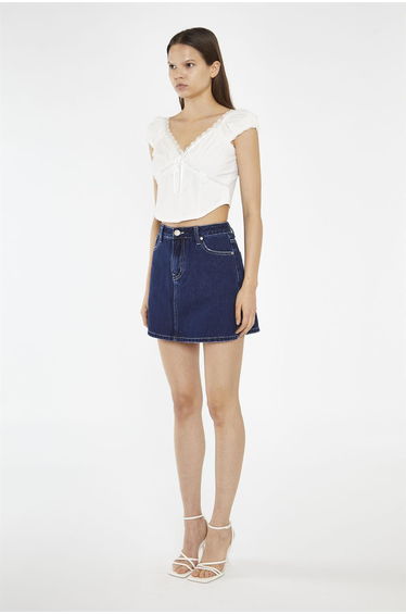 Indigo Stonewash Side Split Denim Mini-Skirt product thumbnail 4