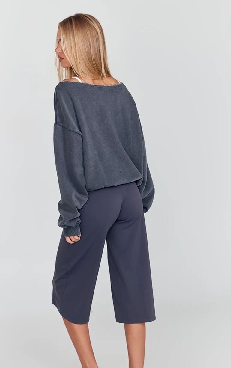 Charcoal Sculpt Wide Leg Capri's - 2
